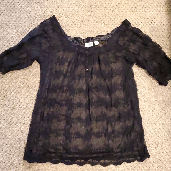 Tops - SHEER, Black blouse size 14/16 NEW